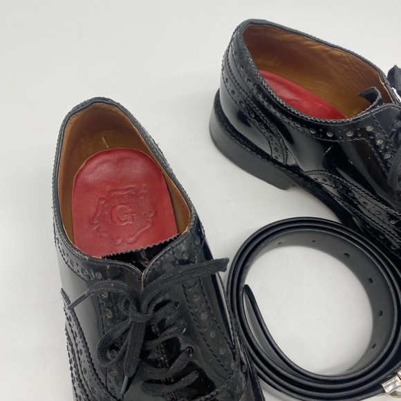 Grenson Patent Brogue Dress Shoes and matching Patent Black Hackett London Belt main image 6